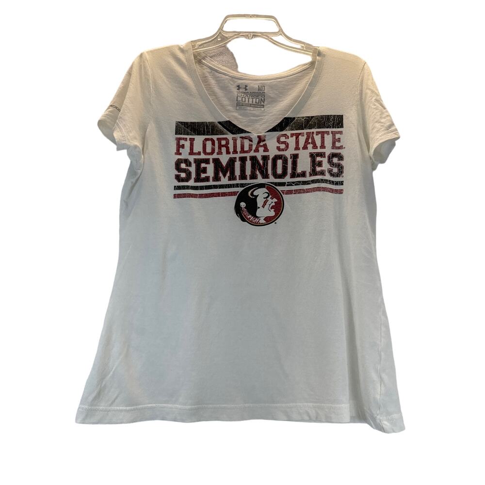 Under Armour FSU Graphic V-neck Tee women sz L